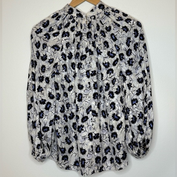 Rebecca Taylor Silk Thistle Fleur Long Sleeve Keyhole Blouse - Picture 14 of 14